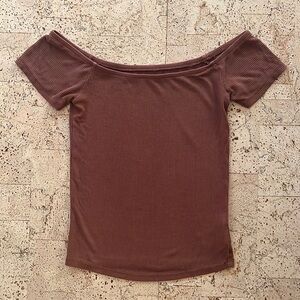 American Eagle Outfitters Soft & Sexy Rib Off The Shoulder Top